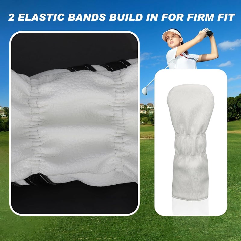 Frimon Golf Club Covers,4pcs or 1pc Golf Headcovers for Woods and Driver Fairway Hybrids Women Men - Premium PU Leather with Interchangeable Tags & Magnetic Blade and Mallet Putter Covers - Image 5